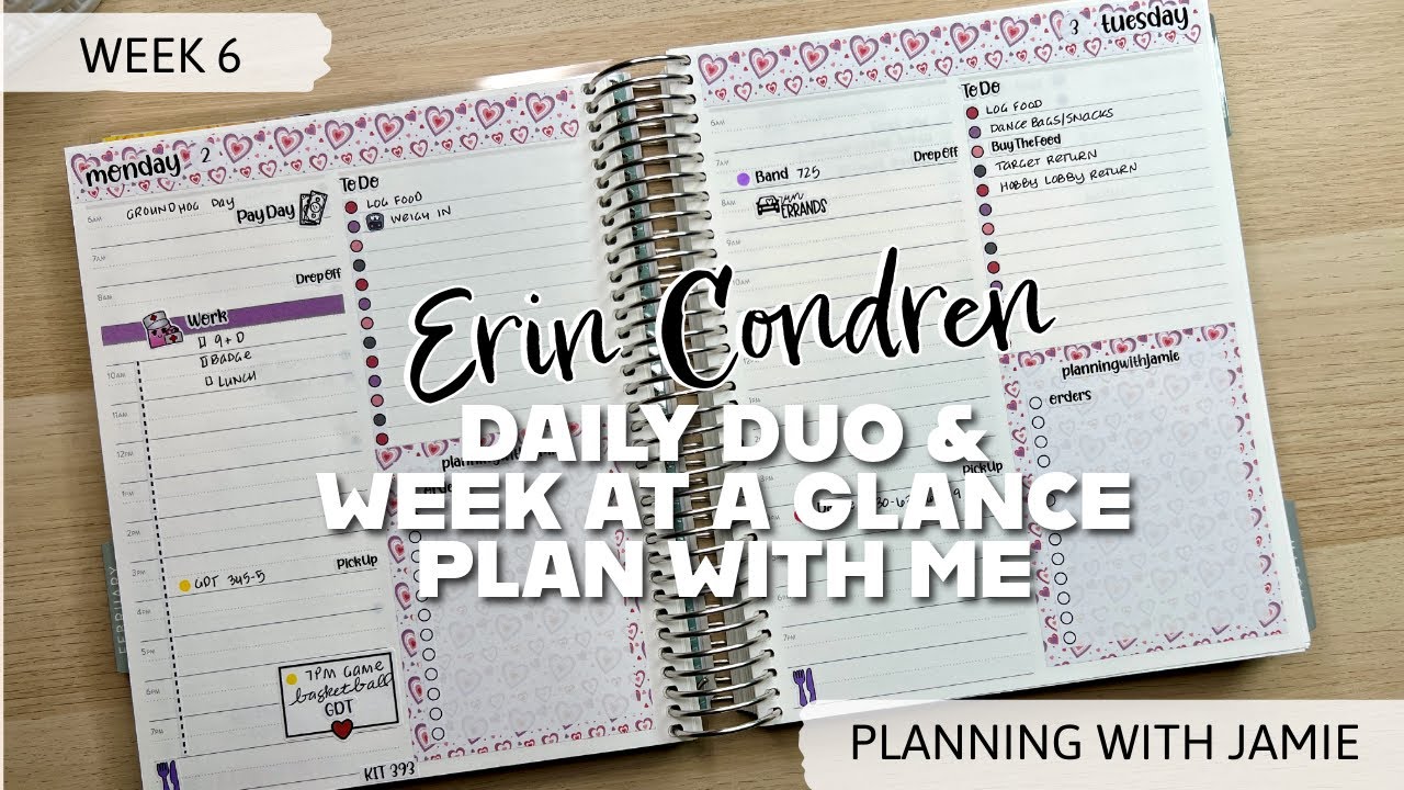 ERIN CONDREN WEEK 6 WEEK AT A GLANCE AND DAILY DUO PLAN WITH ME | PREP ...