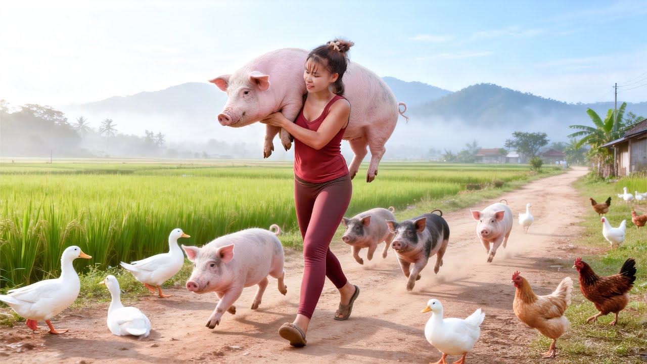Buying a 300KG Giant Pig from a Farmer | Transporting by Horse-Drawn Cart Go To Sell