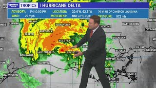 Friday 10 PM Tropical Update: Hurricane Delta weakening as it crosses Louisiana