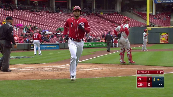 PHI@CIN: Cozart plates Suarez on a sacrifice fly