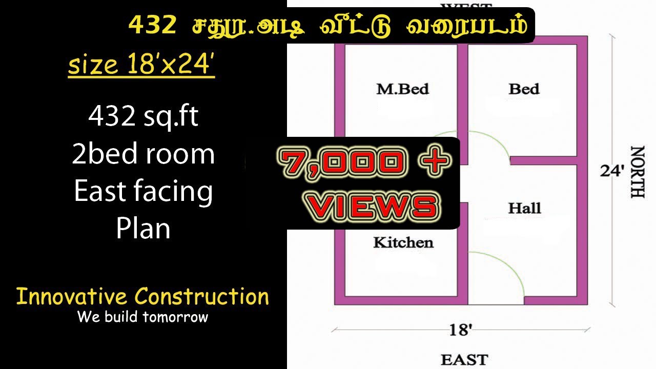 432 sq.ft | 18 x 24 | east facing | house plan