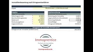 Immoprentice Ertragswert Excel - Berechne Den Wert Deiner Immobilie Nach Dem Ertragswertverfahren