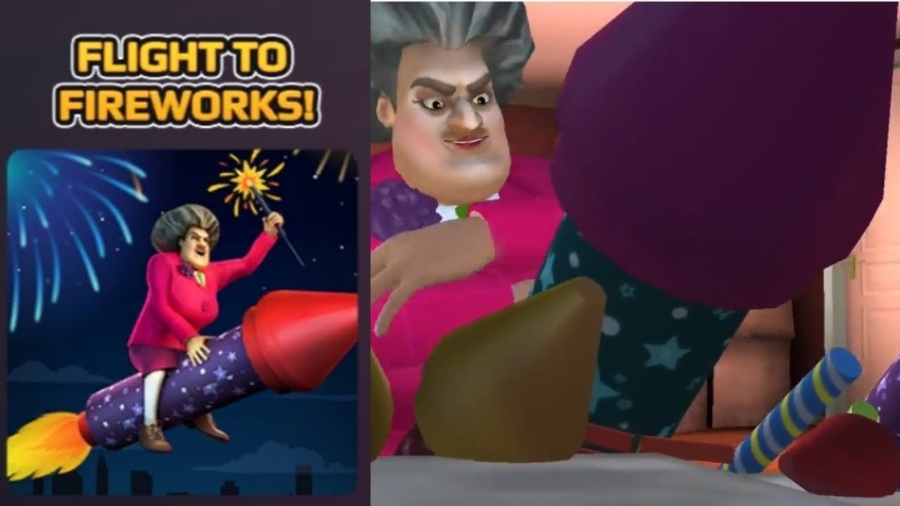 Scary teacher 3D | miss t flight to Fireworks! 