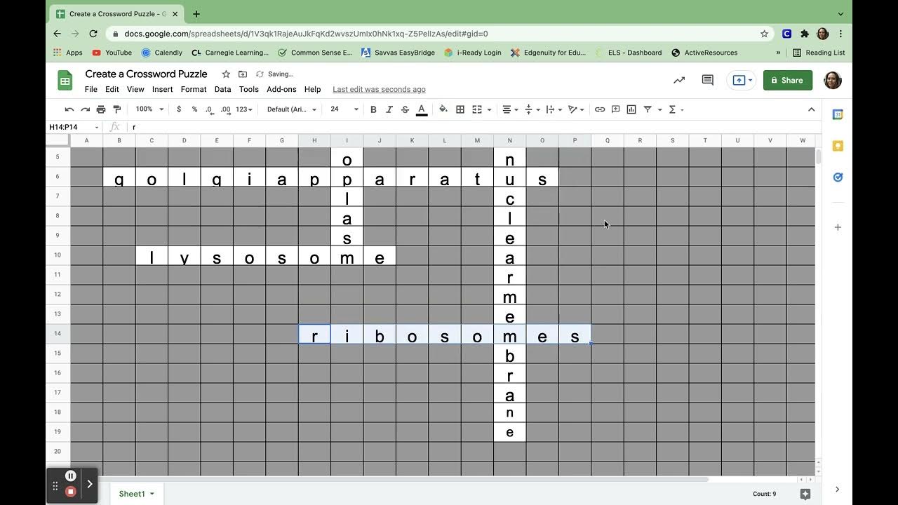 Create a Crossword Puzzle using Google Sheets - YouTube