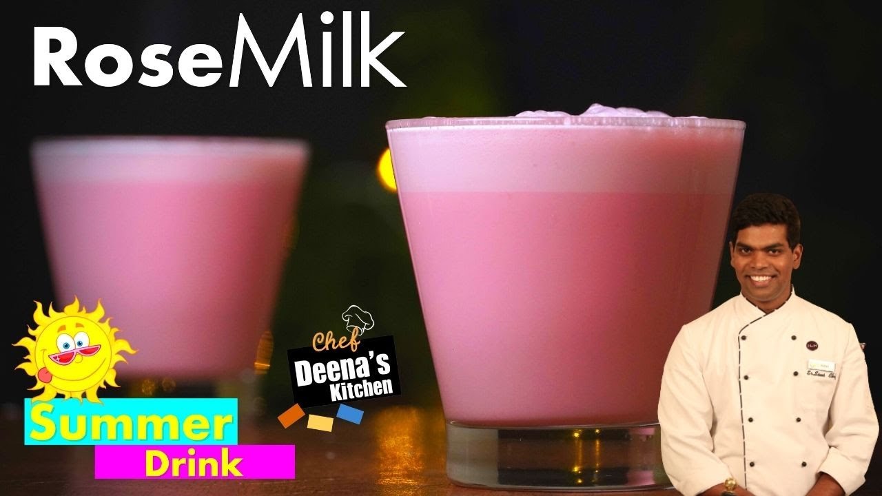 Rose Milk Recipe in Tamil  How to Make Perfect Rose Milk at Home  CDK 472  Chef Deenas Kitchen