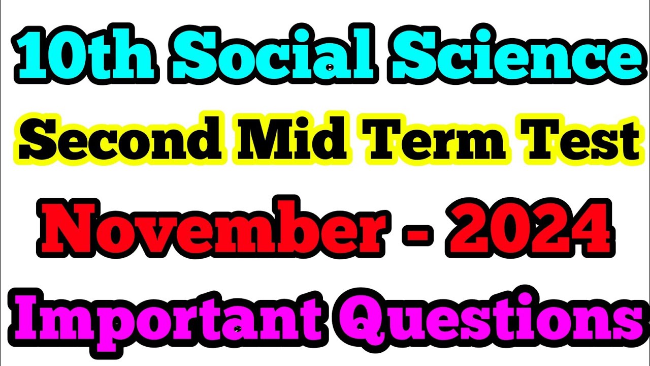 10th Social Science Second mid term test Important Questions November ...