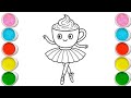 Ballerina cappuccino draw together,easy drawing, painting and Coloring drawing for kids and toddlers