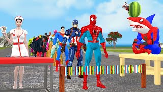 Spiderman with shark spiderman roblox Playing throwing cards vs joker vs Iron man| Game 5 superhero