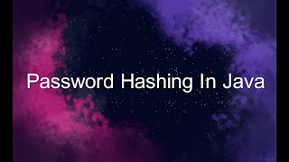 Password Hashing In Java