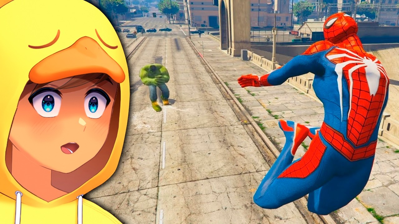 QUEDAS do Homem Aranha vs Hulk no GTA 5 ( Saito Reage a Ragdolls )