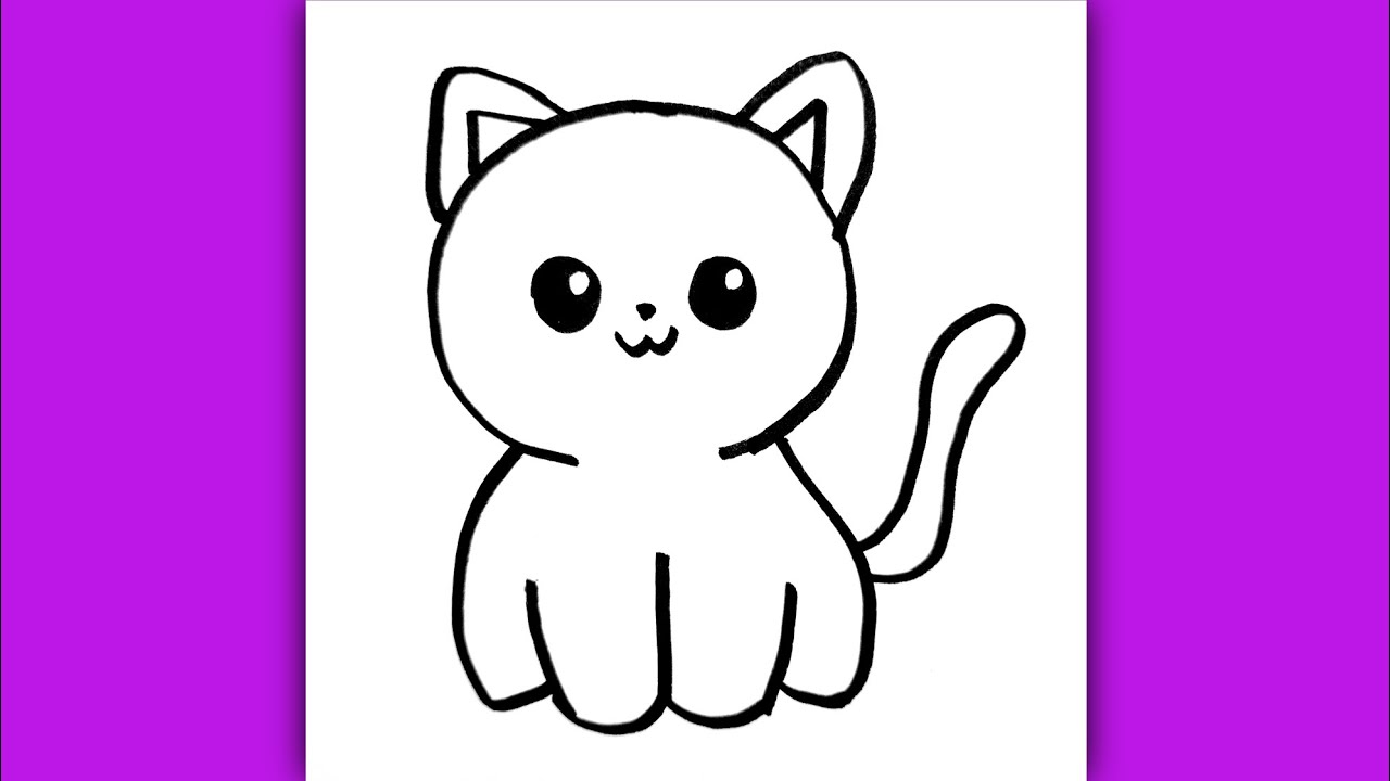 Super Easy Cute Cat Drawing for Kids