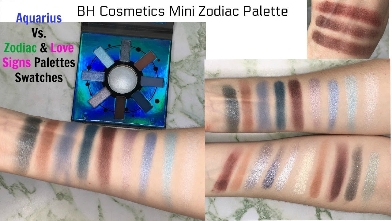 Comparison SWATCHES BH Cosmetics Aquarius VS  Big Zodiac Palettes!  Swatch Comparison Video!