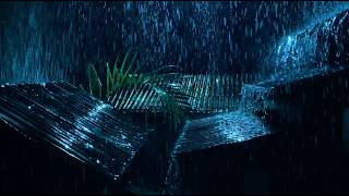 Rooftop Drizzle Beneath Moonlit Clouds and Quiet Waterfall Reflections
