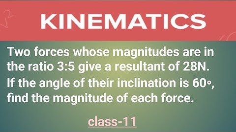 Two forces magnitudes in ratio 3:5, resultant 28N. their inclination 60∘, find magnitude of force.