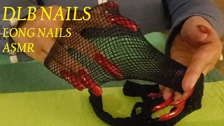 DLB NAILS - LONG NAILS - ASMR - Red Long Nails Putting on Fishnet Gloves 💗💗💗