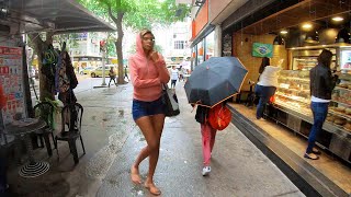 COPACABANA, Walking Tour Rio de Janeiro, BRAZIL — Rain Walk (Narrated)【4K】☂