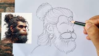 How to draw Lord Hanuman ji Drawing