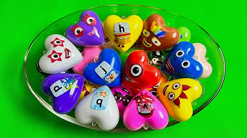 Numberblocks & Alphablocks - Looking CLAY With Mini Heart Coloring!