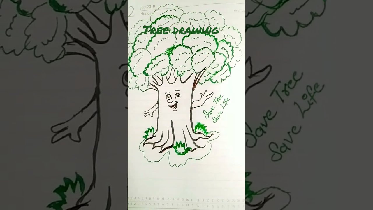 Easy tree drawing/ save tree/ 