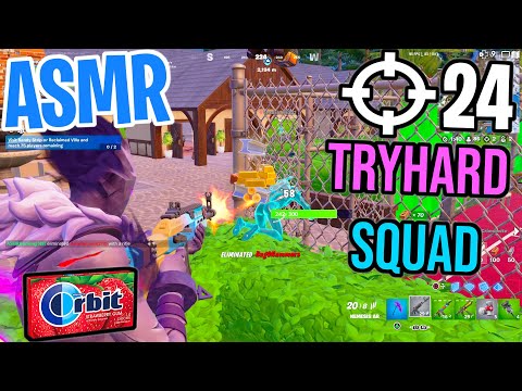 ASMR Gaming 😴 Fortnite Subscriber Squad! Relaxing Gum Chewing 🎮🎧 Controller Sounds + Whispering 💤