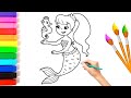 How To Draw Cute Mermaid Princess Drawing, Painting And Coloring For Kids And Toddlers_ Child Art