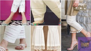 TOP 50+ BEAUTIFUL TROUSER DESIGNS 2020 | Pearls| simple | eid | white trousers| FASHION STORIES screenshot 4