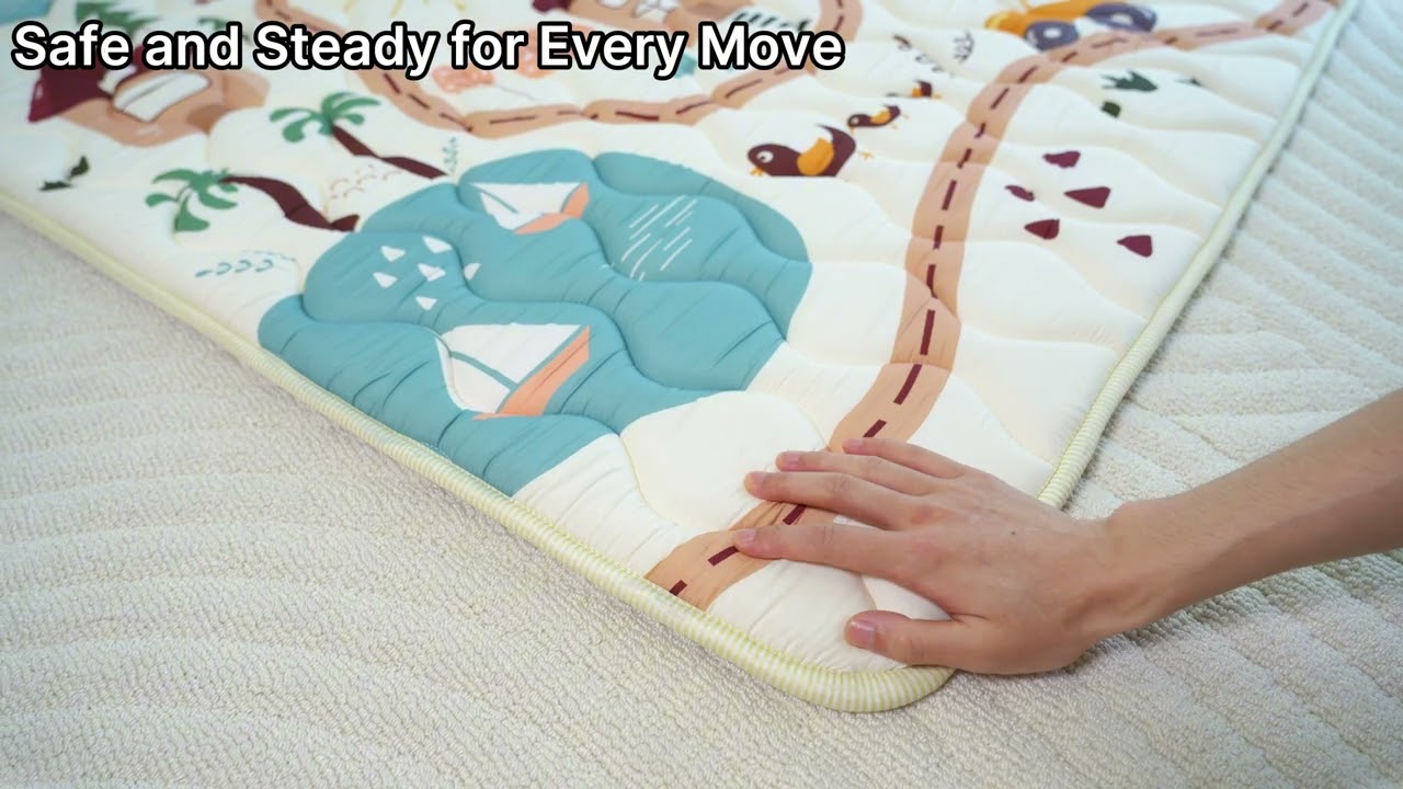 Beavtaens Thick Baby Foam Play Mat | Foldable, Non-Slip, Cute Town Design for Crawling & Tummy Time