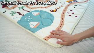 Beavtaens Thick Baby Foam Play Mat | Foldable, Non-Slip, Cute Town Design for Crawling & Tummy Time