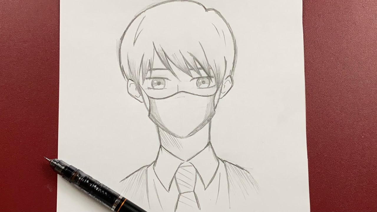 Easy anime drawing | how to draw a boy wearing a mask - YouTube