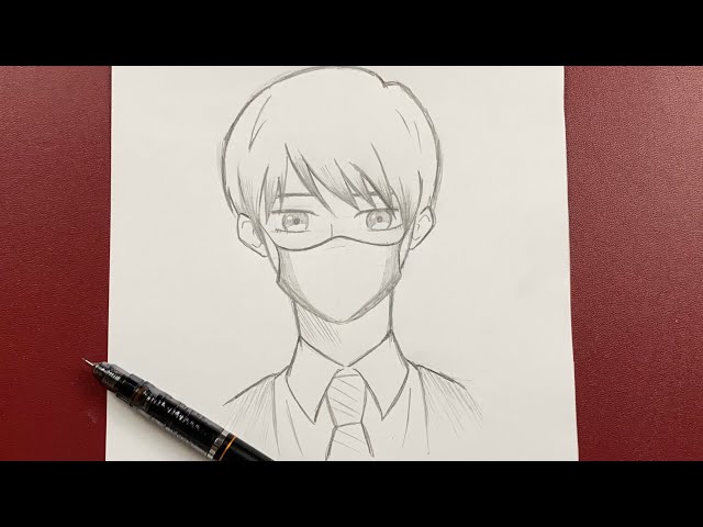 Easy anime drawing  how to draw anime boy wearing a mask 