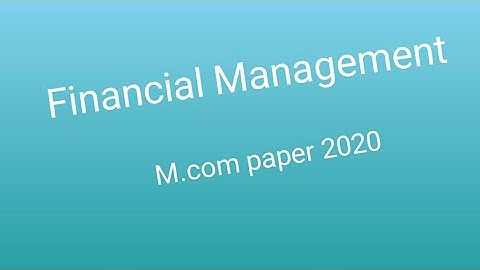 M.com(private)Financial management paper(2020) ccs univerity