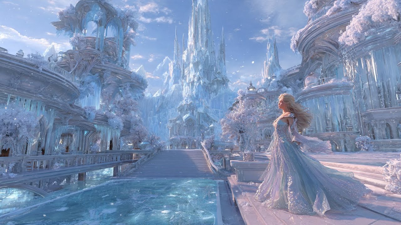 ❄️🏰 Inside the Majestic Ice Castle of Frosted Light | A Frozen Dream in 4K