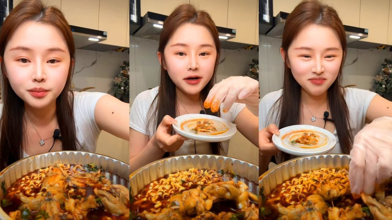SPICY BULLFROG NOODLES MUKBANG | ASMR HOT & SPICY CHINESE FOOD EATING SHOW