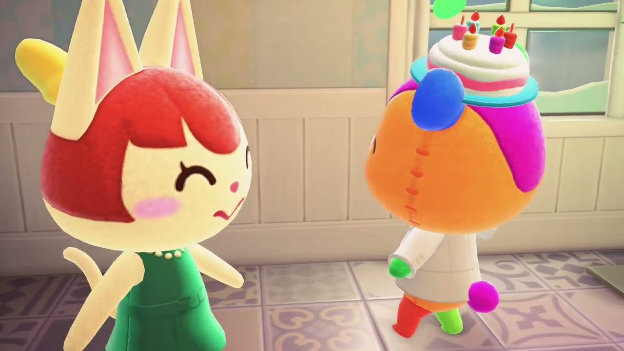 ACNH celebrating VCTPCF Stitches ‘s birthday (featuring VCTPCF Felicity)