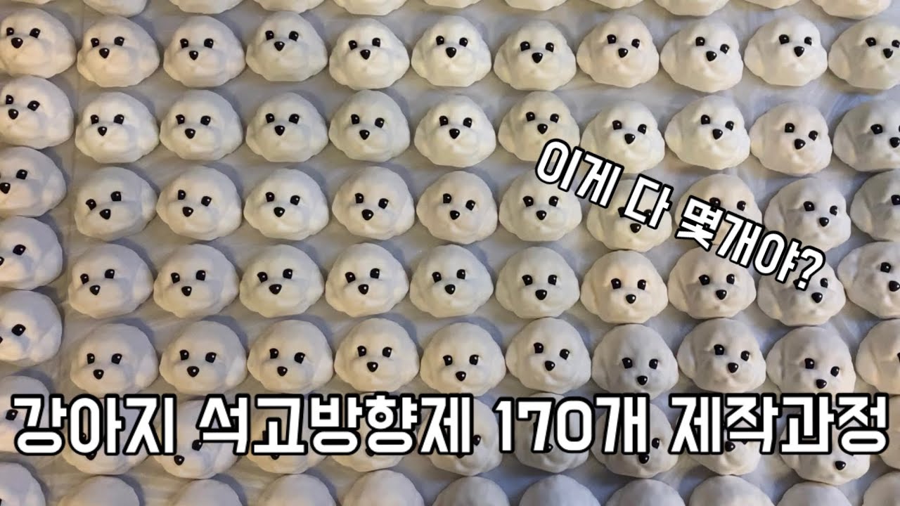 대량 답례품 강아지 석고방향제 제작Vlog candle making handmade 석고방향제 채색하기