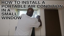 How to install a portable air-condition in a small basement window 