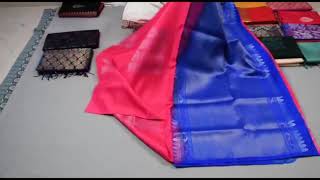 Peacock circular | Handloom soft silk saree in royal blue with pink combination screenshot 4