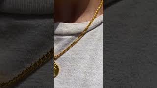 22k 3.2mm Miami Cuban link chain with 24k St. Christopher medallion pendant