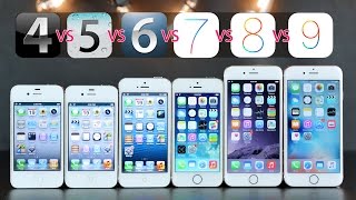 iPhones Compared on Original iOS Versions  iOS 4 vs 5 vs 6 vs 7 vs 8 vs 9!