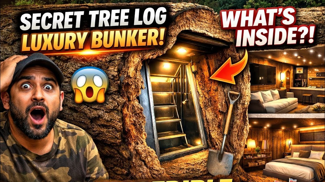 From Tree Log to Underground Mansion – Epic Secret Shelter Build in Silence (ASMR No Talking)(