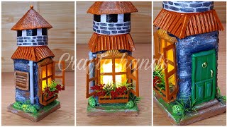 how to make a beautiful bottle house at home || art and craft || best out of waste ||Crafty hands
