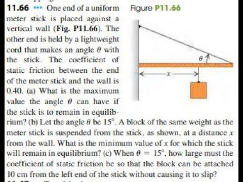 One end of a uniform meter stick is placed against a vertical wall ...