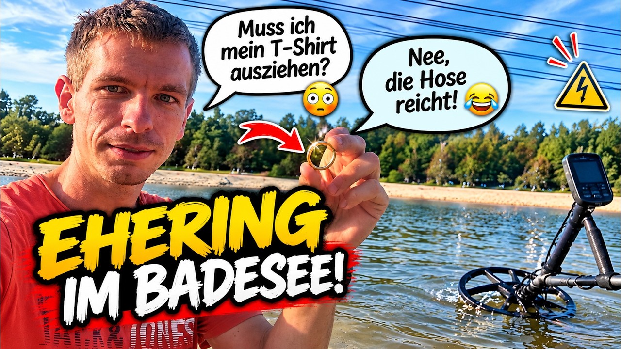 Ehering im Badesee verloren – doch die Stromleitung macht die Suche mit dem Detektor fast unmöglich!