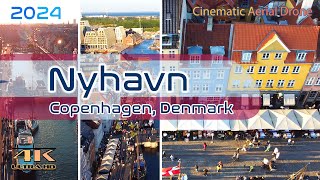 Nyhavn From Above - Copenhagen - New Harbor - Spring - 4K Aerial - May 2024