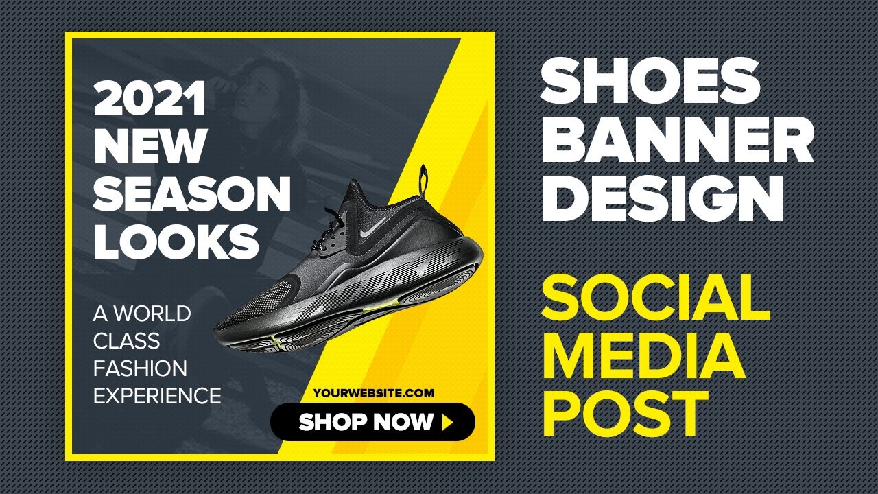 Shoes Promotion Social Media Banner Design | Adobe Photoshop Tutorial