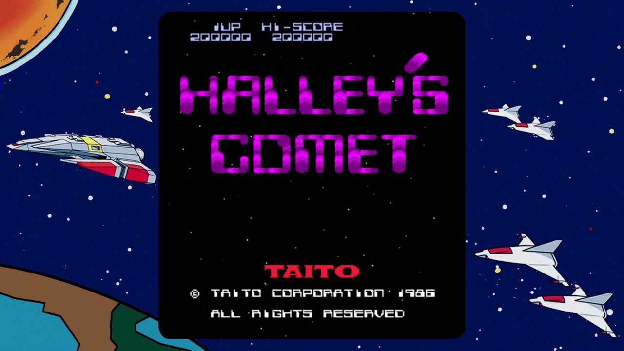 迫りくる隕石を撃ち落とすシューティングゲーム「ハレーズコメット」を