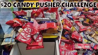 YOU WON'T BELIEVE THIS $20 CHALLENGE || Arcade Chocolate Candy Pusher Jackpot🍫 #candypusher #arcade screenshot 3