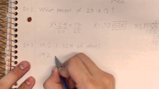 Pre-Algebra: 6-5 and 6-6 Percents and Equations AND Percent of Change