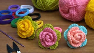 ✨Incredible✨Hairband/Very easy crochet tunisian/Knitting rose headband