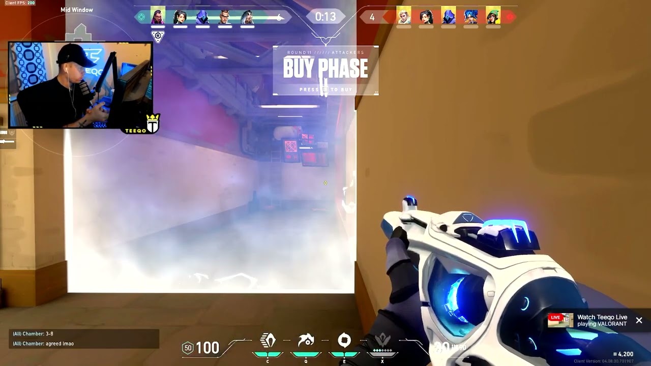 Faze Teeqo's new valorant crosshair setting